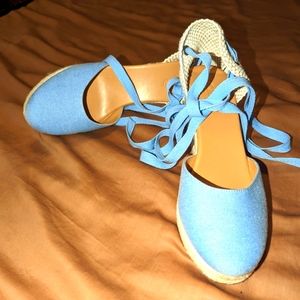 J Crew Espadrilles wedges in baby blue